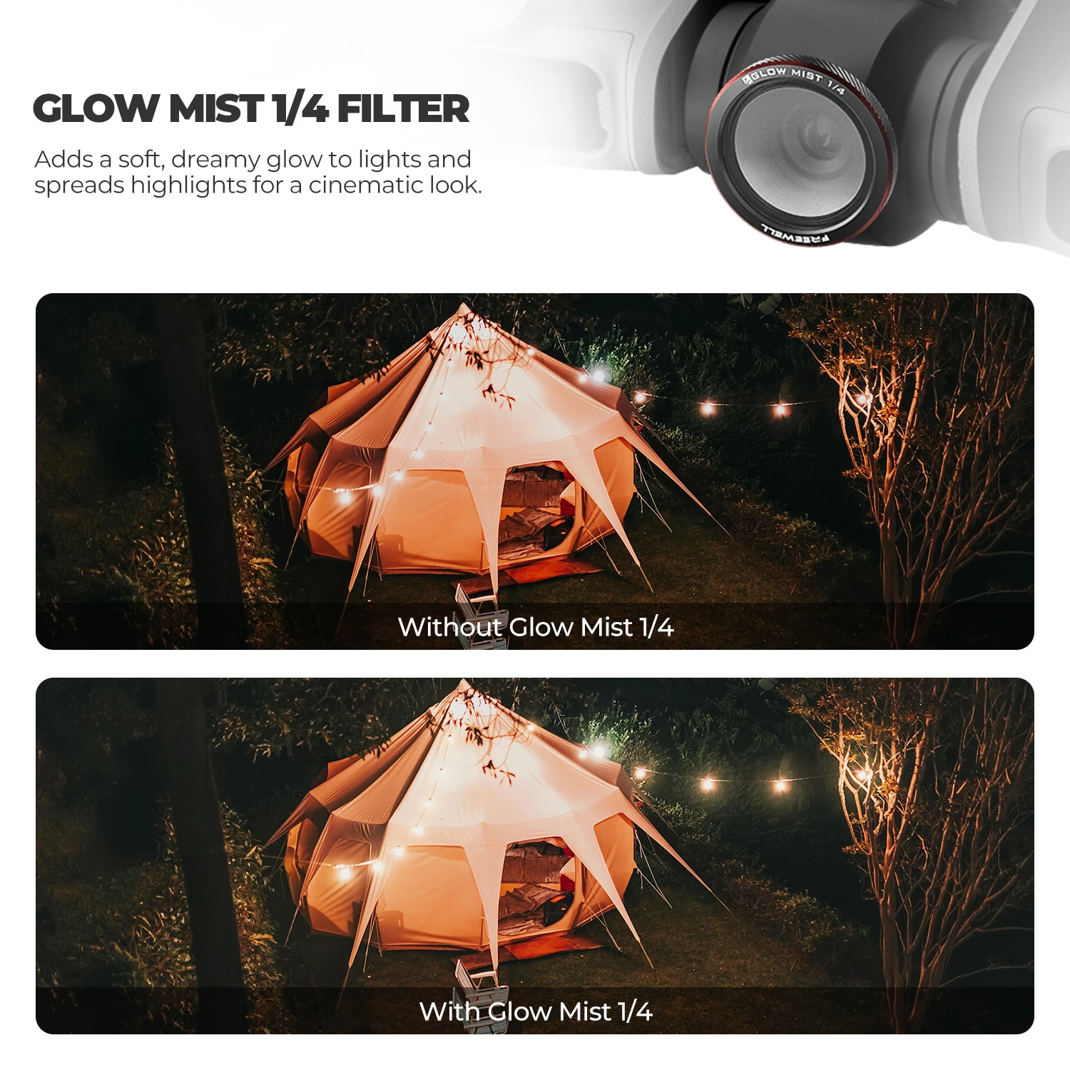 Freewell 3er-Pack Magnetfilter ND, UV, CPL, ND/PL, Glow Mist 1/4 Filter Kompatibilität DJI Neo 2 Kamera Fotografie Zubehör – Detail 4