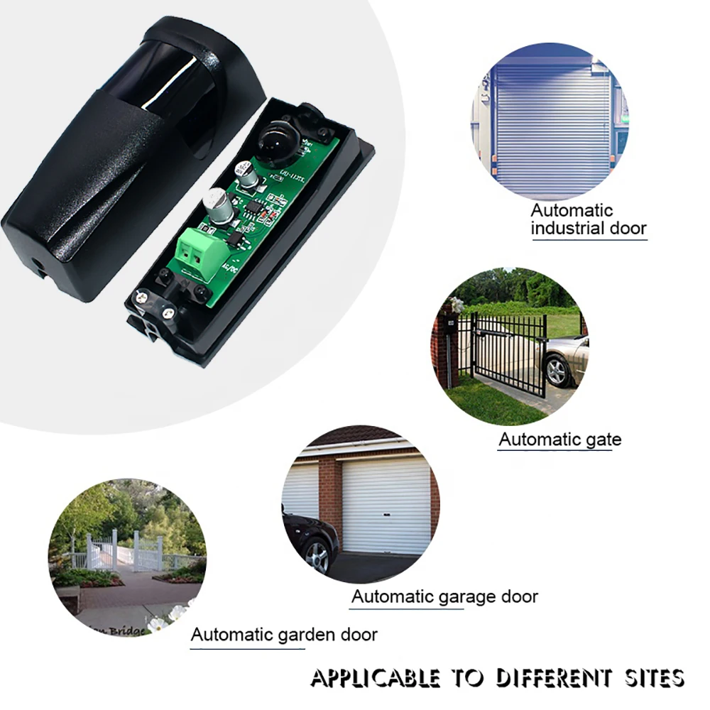 15m Outdoor Automatic Gate Single Infrared Beam Sensor 12V 24V IP55 Photo Eye Photocells Safty External Alarm Security