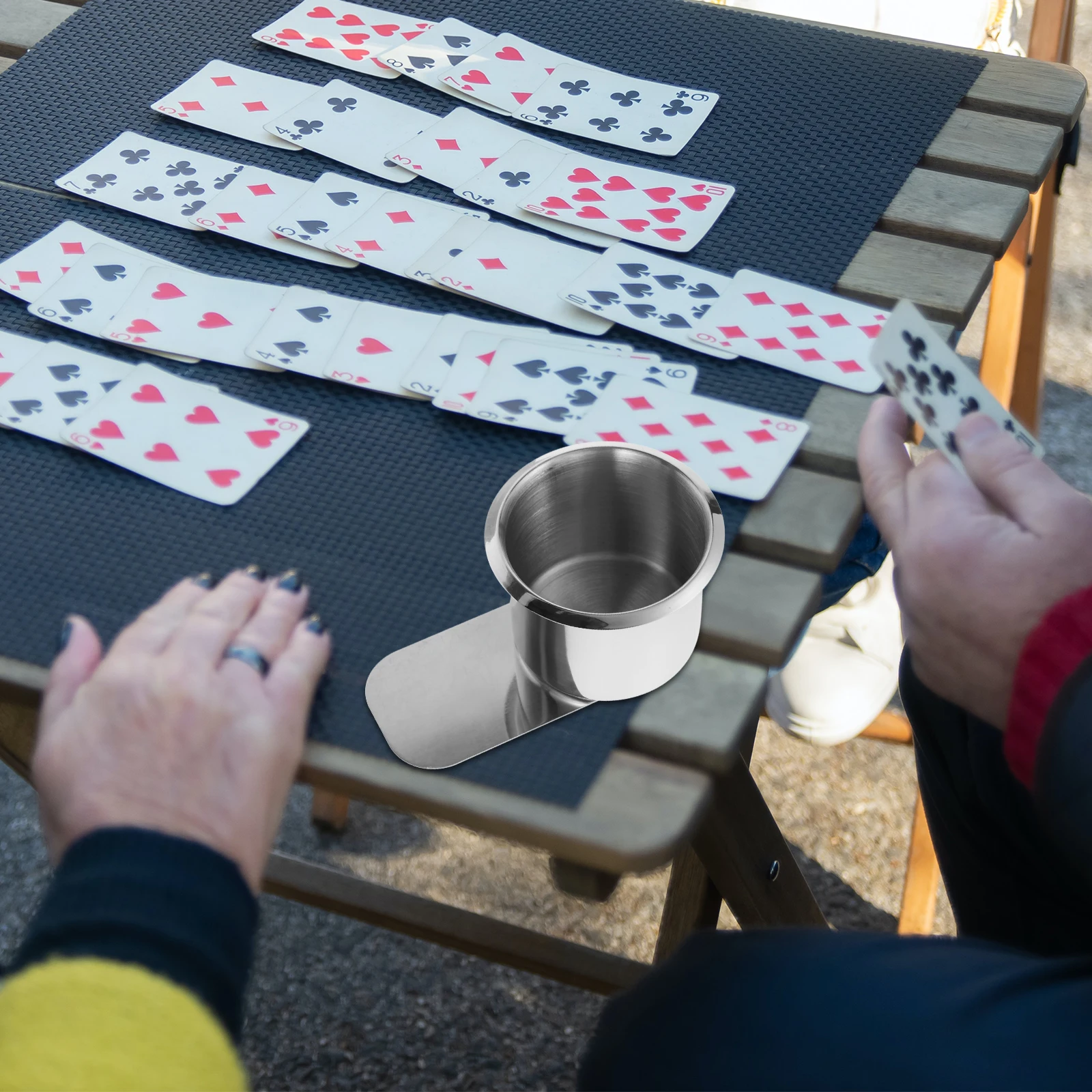 

Stainless Steel Cup Holder 3 5 Inch Gaming Table Drink Bottle Stand Poker Accessories Easy to Clean Stable Design