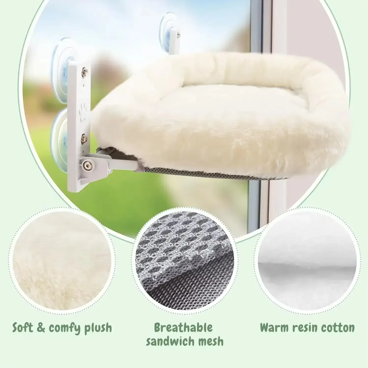 Winter Cat Hammock Foldable Pet Bed with Suction Cup for Window Balcony Sunbathing Glass Hanging Pet Nest Habitat Cat Supplies view 4