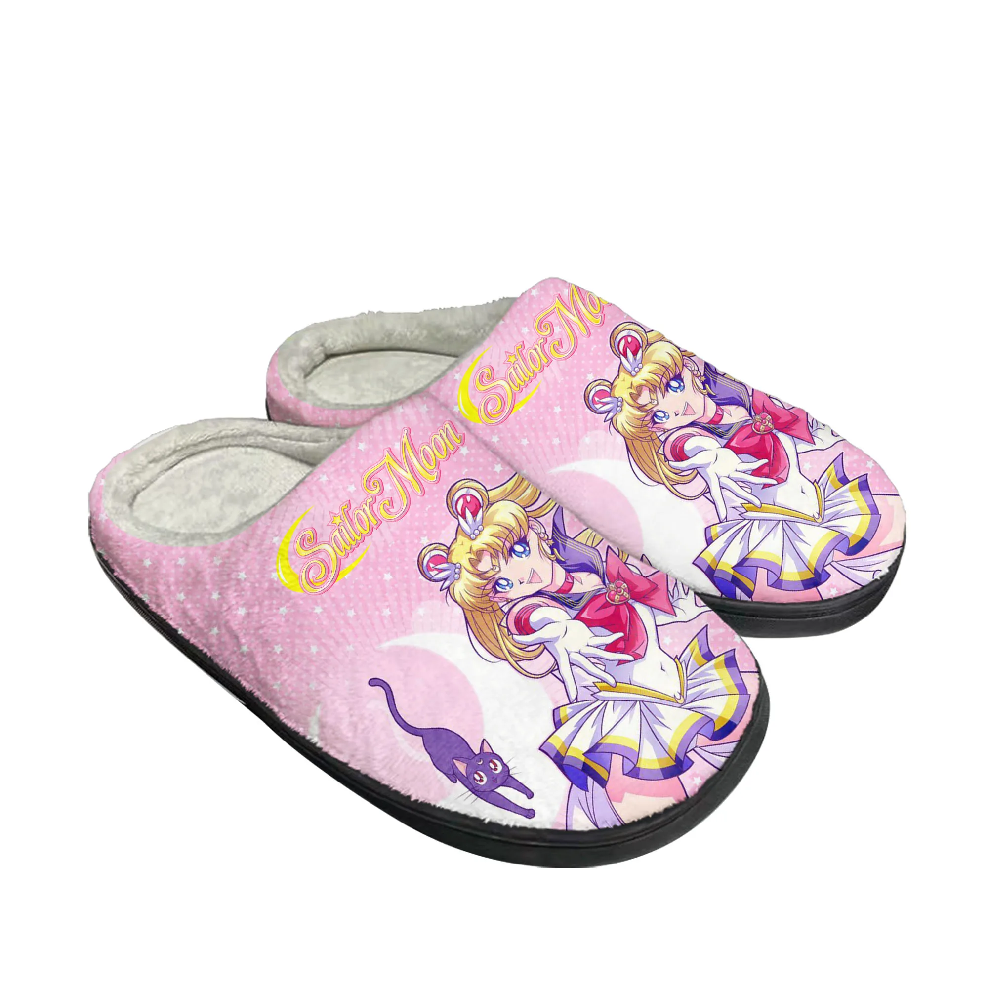 Anime Moon Manga Cartoon Sailor Home Cotton Custom Slippers Mens Womens Sandals Plush Casual Keep Warm Shoes Thermal Slipper