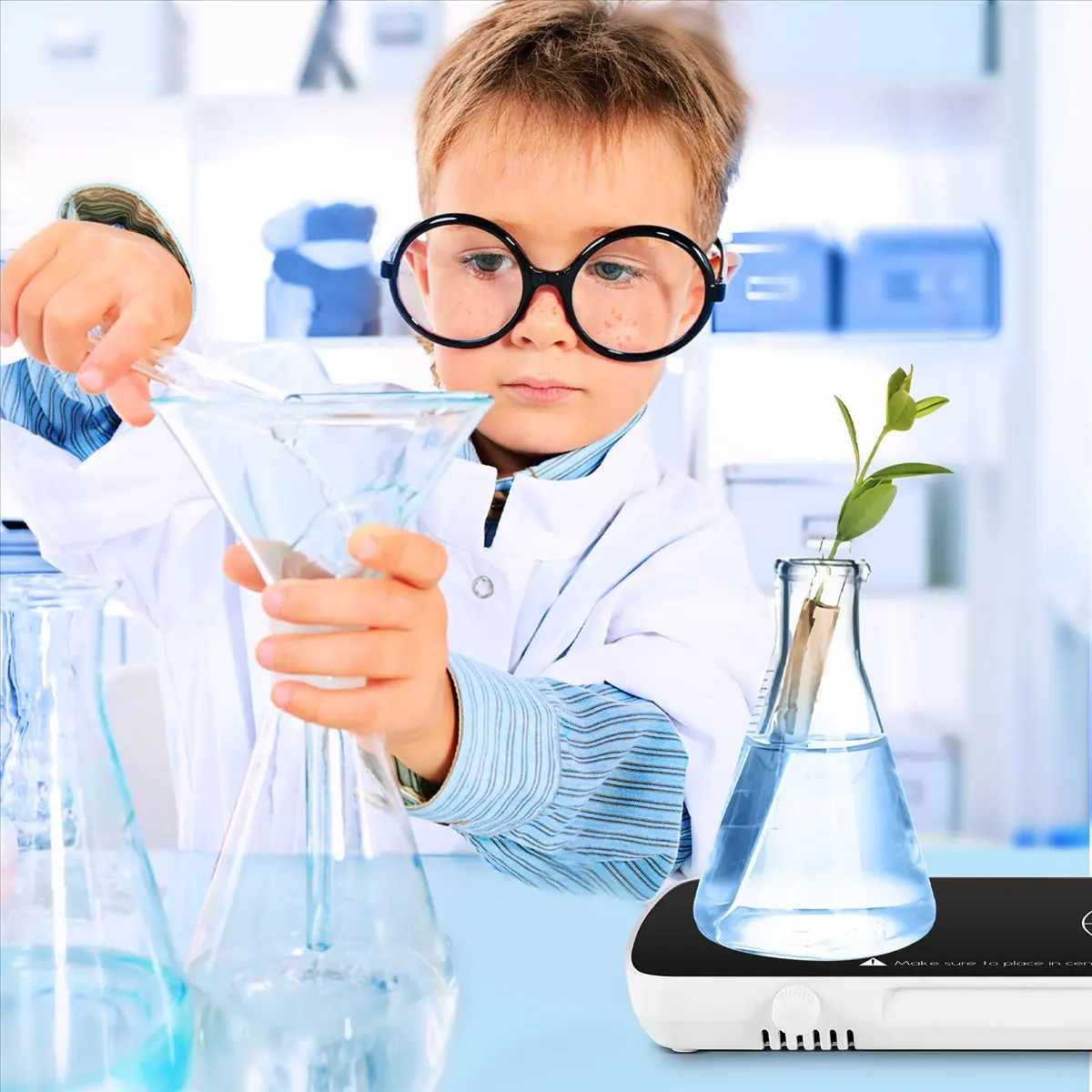 A89X Mini Magnetic Stirrer with Stir Bar,2 Working Panel Lab Mixer,1L+1L Capacity,0-4000RPM Adjusat Speed