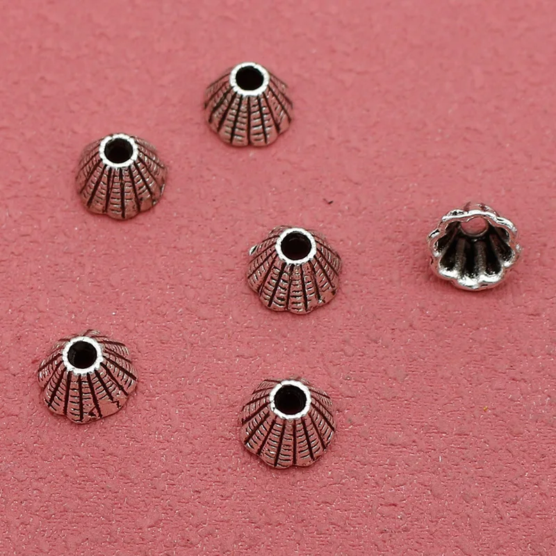 20pcs/Lot Retro Umbrella Oval Metal Bead Caps 8x5mm Antique Alloy Tassel Caps End Covers Receptacle DIY Jewelry Accessories