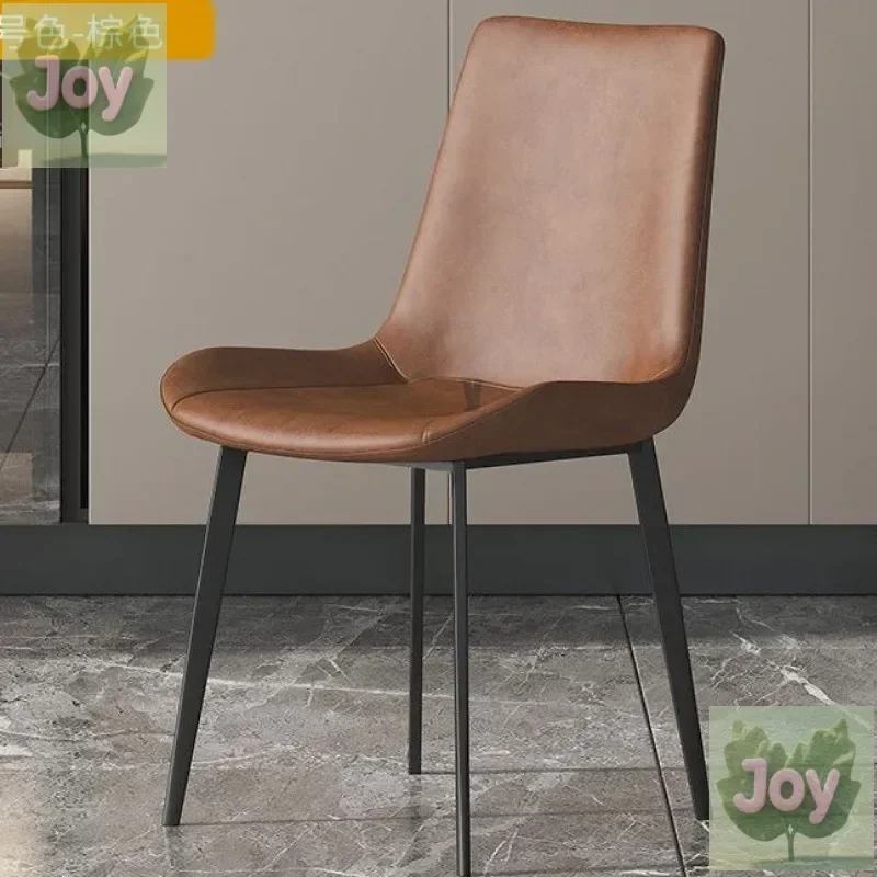 

Solid wood Italian high-end light luxury leather dining chair very simple modern home popular dining table small apartment