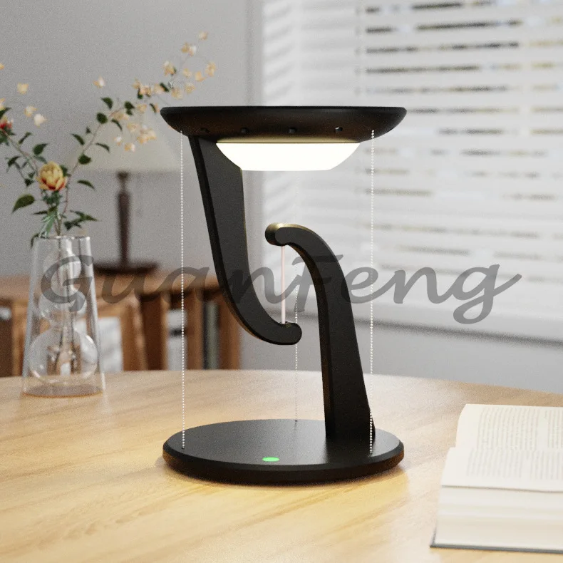 Creative Bedroom Suspension Anti-gravity LED Desk Lamp Mobile Phone Fast Wireless Charging Ambient Light Night Light Ornament