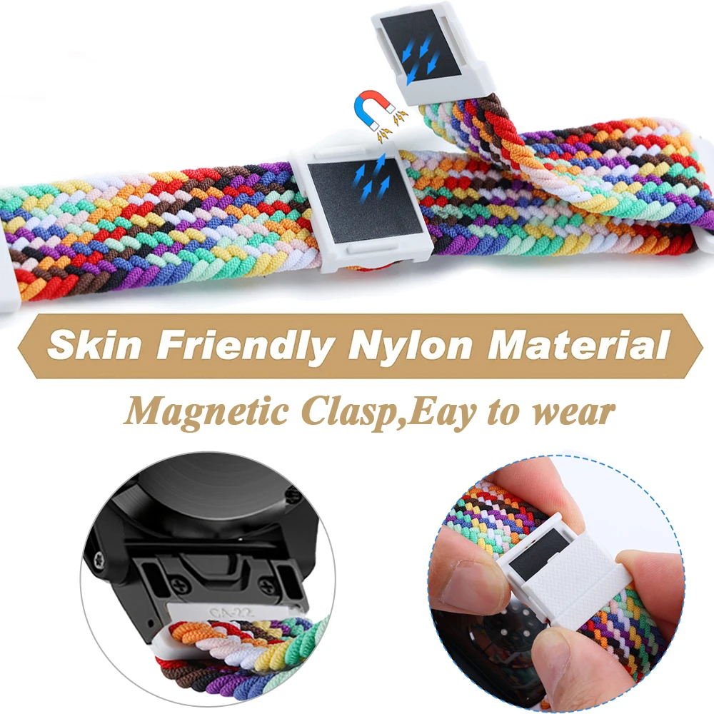 22 26 مللي متر مضفر حلقة النايلون حزام (استيك) ساعة حزام للغارمين فينيكس 6X 6 برو 7X 7 Easyfit معصمه فينيكس 5 5X زائد سوار الساعات الذكية