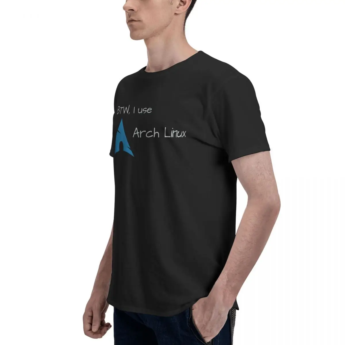 الرجال Btw Arch Linux أنا أستخدم قوس تي شيرت خمر حجم كبير القطن Crewneck كم القمصان