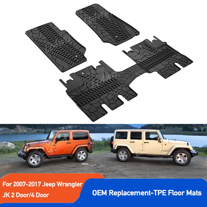 

LC4WD 4x4 Внешние аксессуары Коврики из ТПЭ Передние и задние всепогодные защитные коврики для Jeep Wrangler JK 2007-2017 гг. 2 и 4 двери