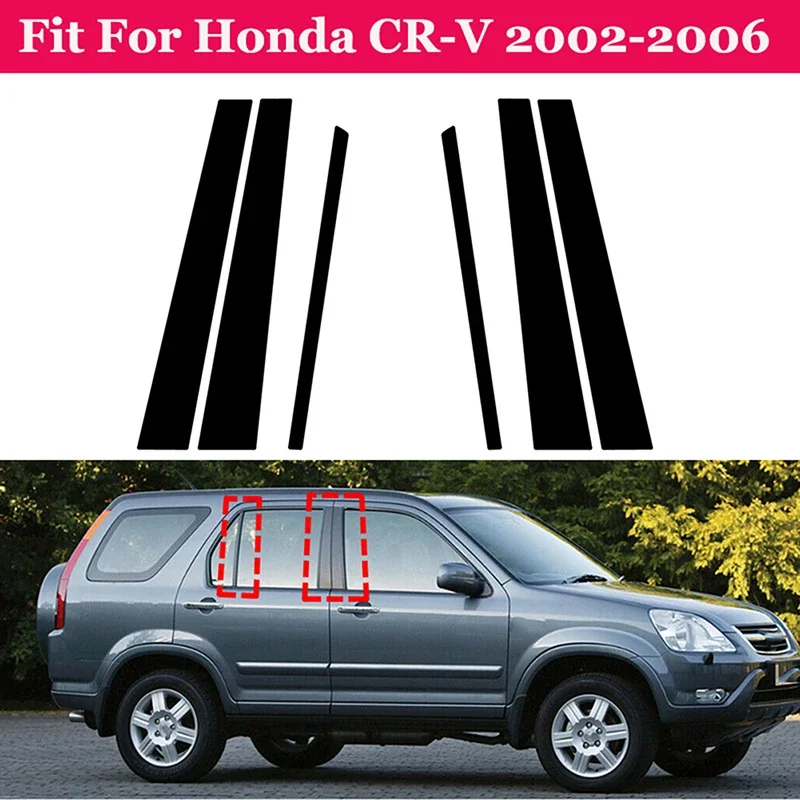 

6pcs Car Black Pillar Posts Decal Cover for Honda CR-V 2002 2003 2004 2005 2006 Window Trim Stickers Decoration Accessories