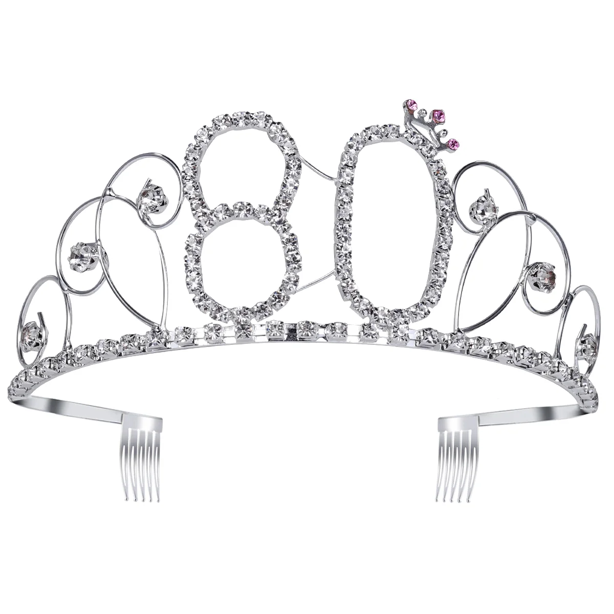 

Queen Crowns Headband Tiara Crystal 80th Birthday Gifts Hair Comb for Mother Grandmother Decorations