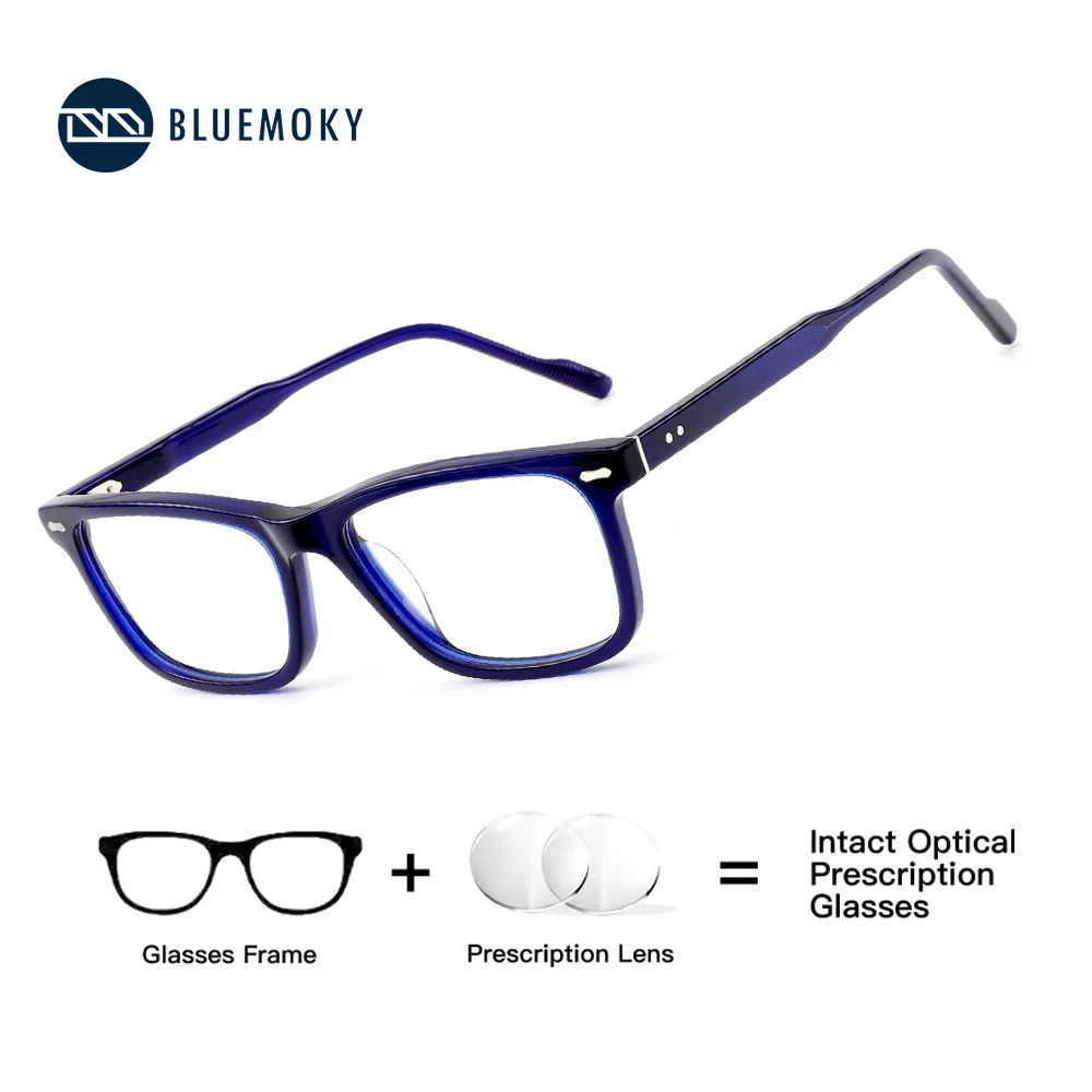 BLUEMOKY Modish Square Prescription Glasses for Unisex Progressive Optical Eyeglasses Fashion Acetate Photochromic Eyewear