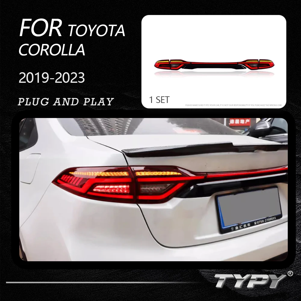 

TYPY New LED Taillight Upgrade Modified Full Tail Lamp Car Accessories For Toyota Corolla 2019-2023 Dynamic Turn Signals