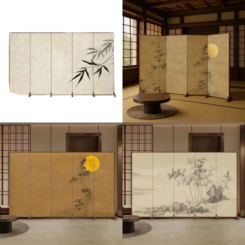 Foldable Solid Pine Wood Screen Divider for Living Room Entrance Office Hotel New Chinese Style Partition Wall
