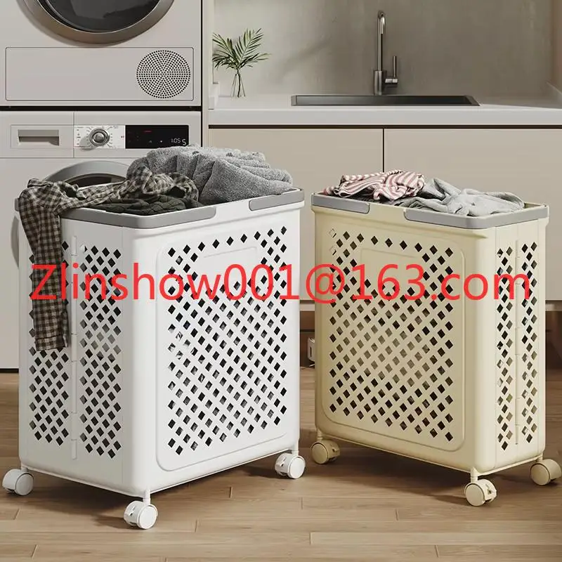 Home New Product Multifunctional Foldable Laundry Hamper Toys Clothes Plastic Storage Baskets with Wheels Handles