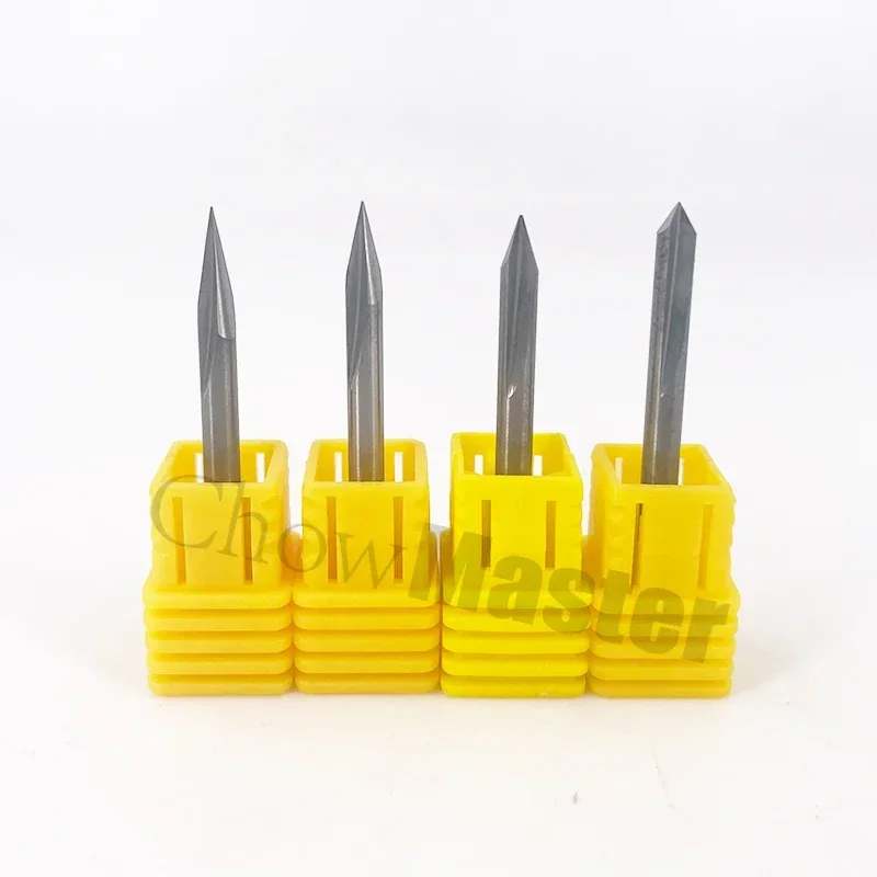 CHOWMASTER 4mm 3D Engraving Bit V Shape Carbide End Mill PCB CNC Router Bit for Wood 2 Flute Milling Cutter Woodworking Tools