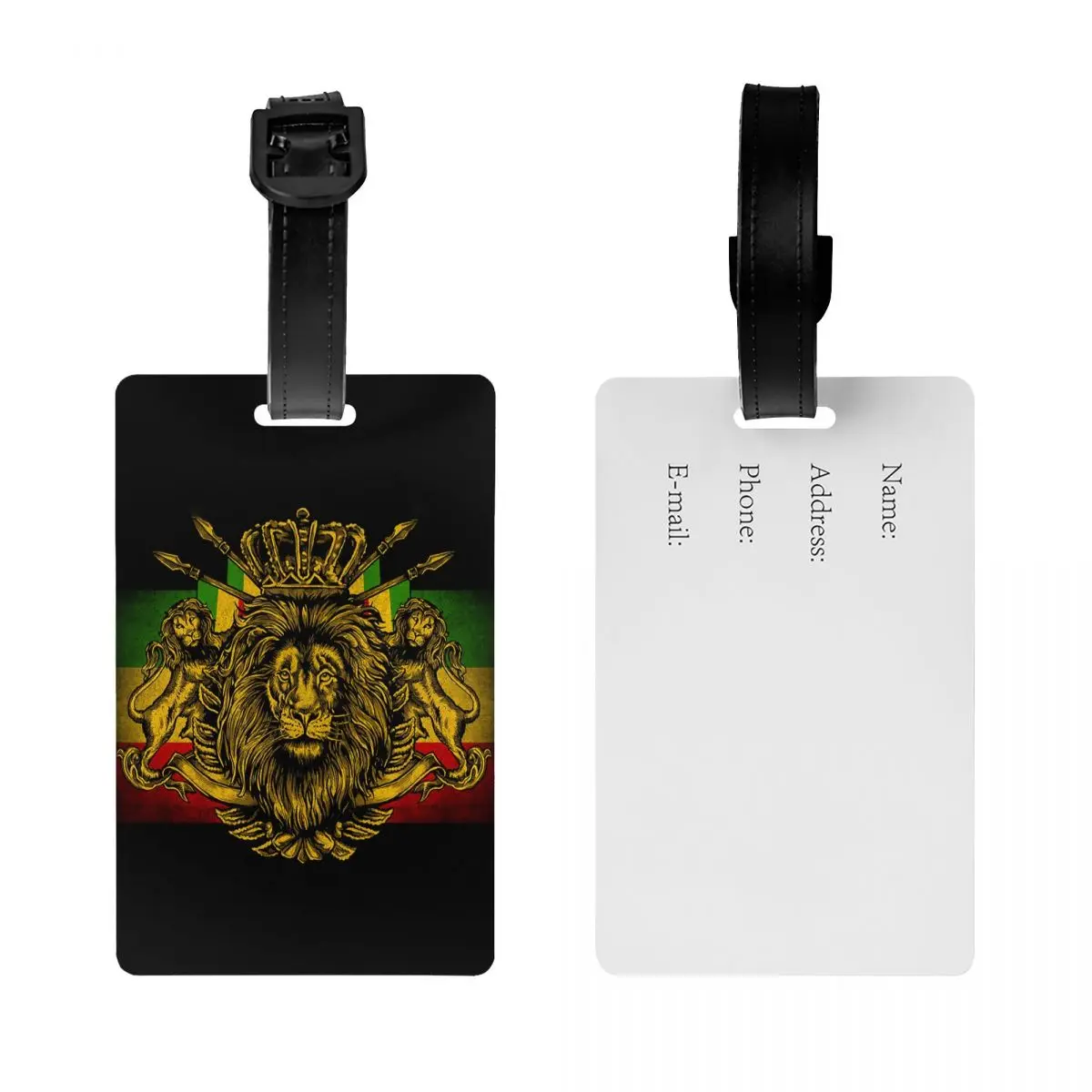 Custom Rastafarian Rasta Lion Luggage Tag Jamaica Flag Travel Bag Suitcase Privacy Cover ID Label