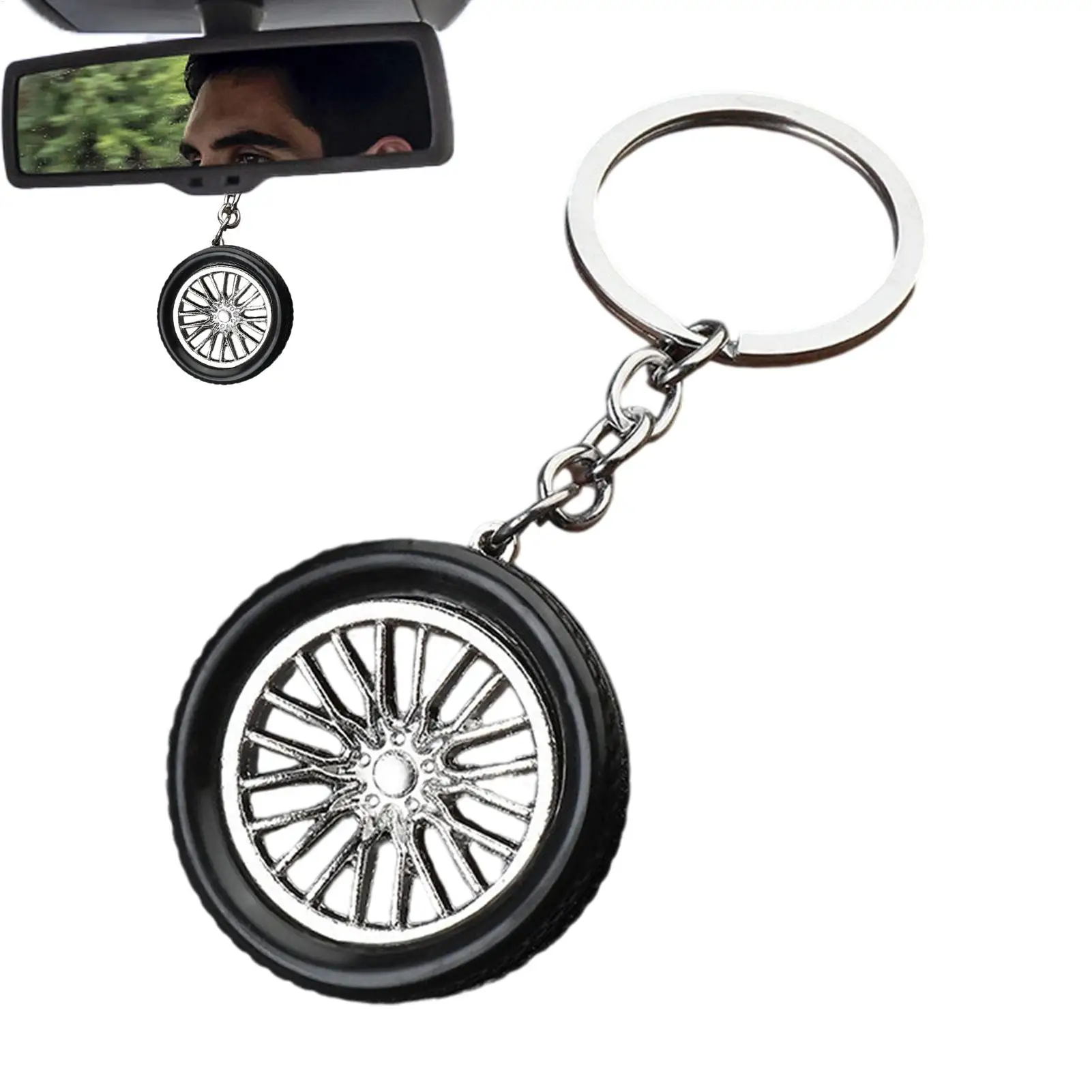 

Wheel Keychain Luggage Pendant Tire Keyring Decoration Realistic Lightweight Auto Enthusiast Collection Accessory For Fitness