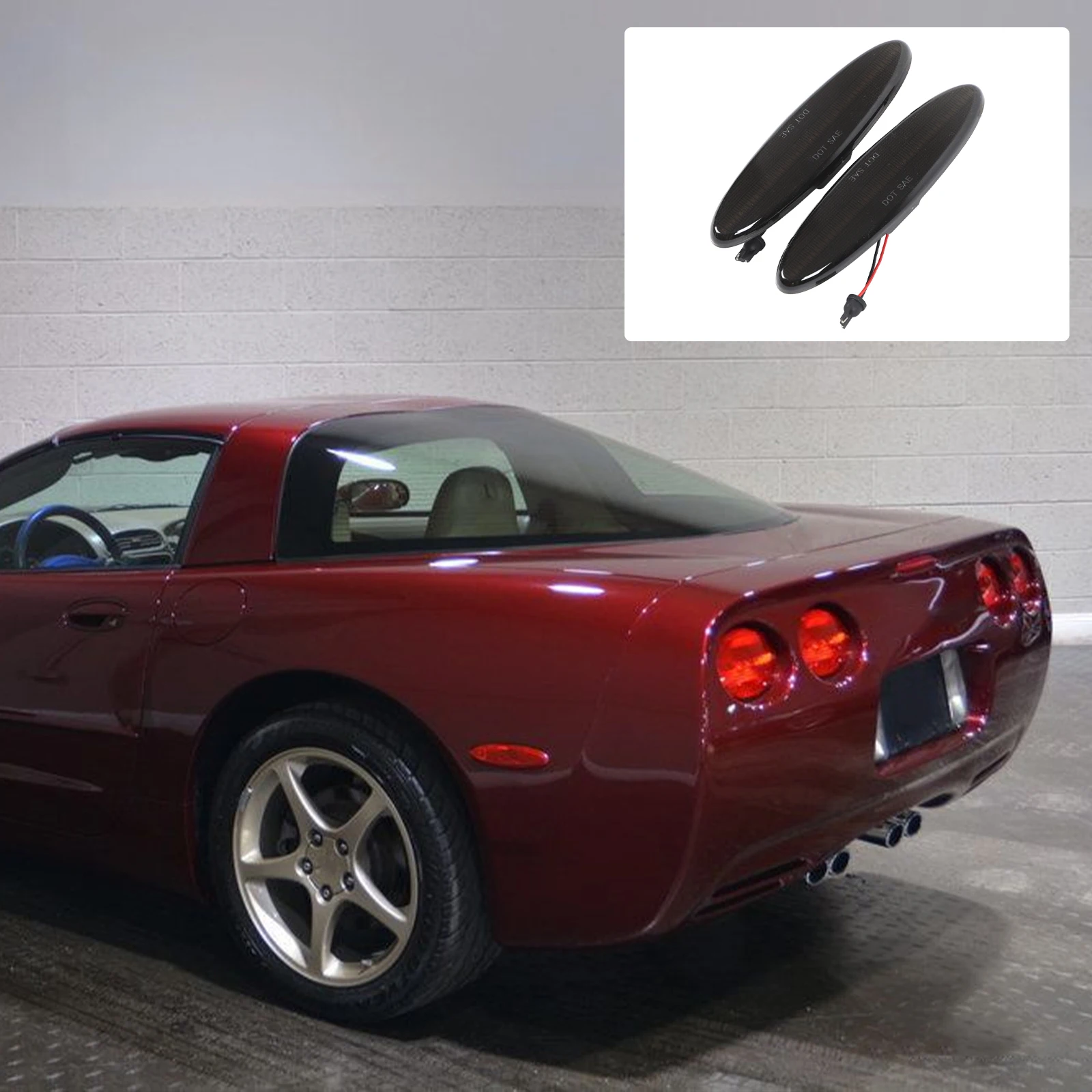 

ABS Black For chevrolet Corvette C5 1997-2004 Car Rear side fender turn signals Cover Trim Car Accessories(replacement parts)