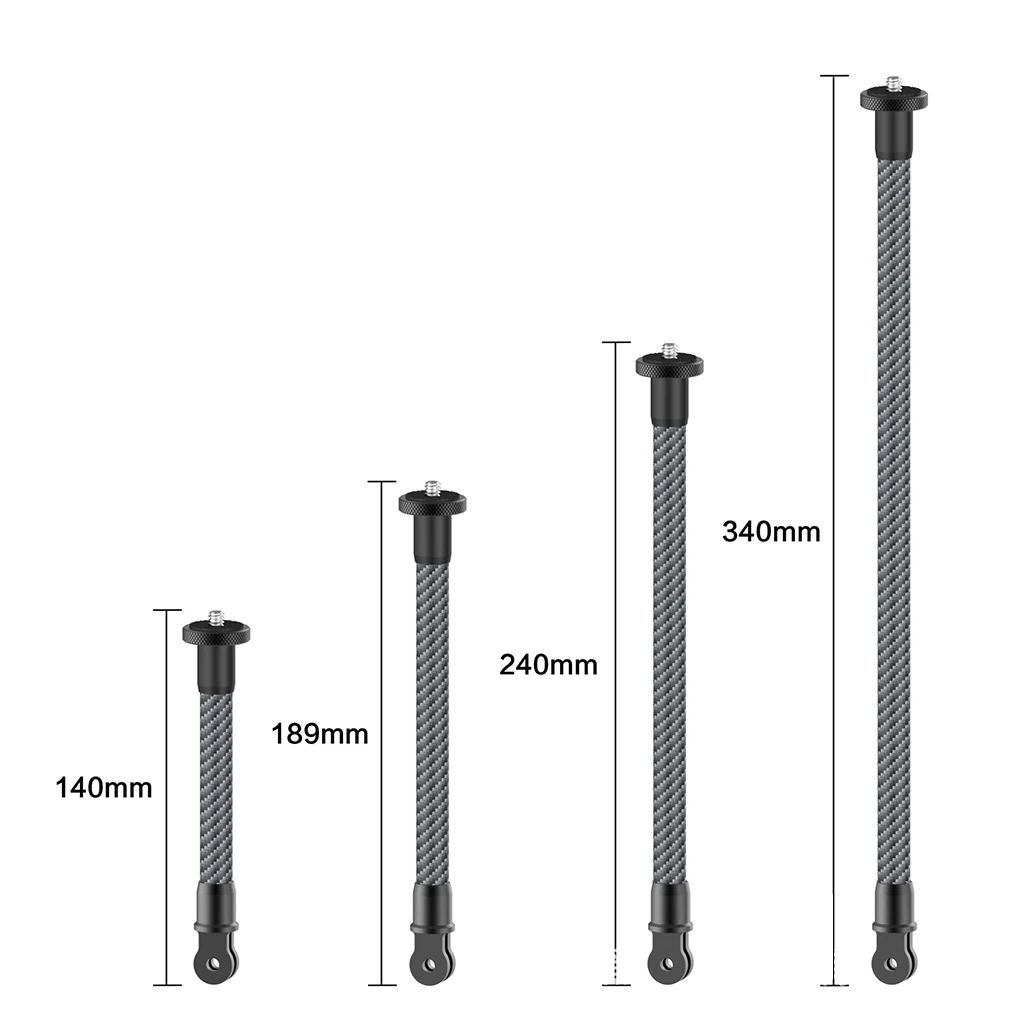 Kohlefaser-Verlängerungsstange mit 1/4-Zoll-Schraube, Selbstklebende Einbeinstativ-Stange für Gopro 13 12 11 10, für Insta360 X4 OSMO Action 5Pro Kamera – Detail 1