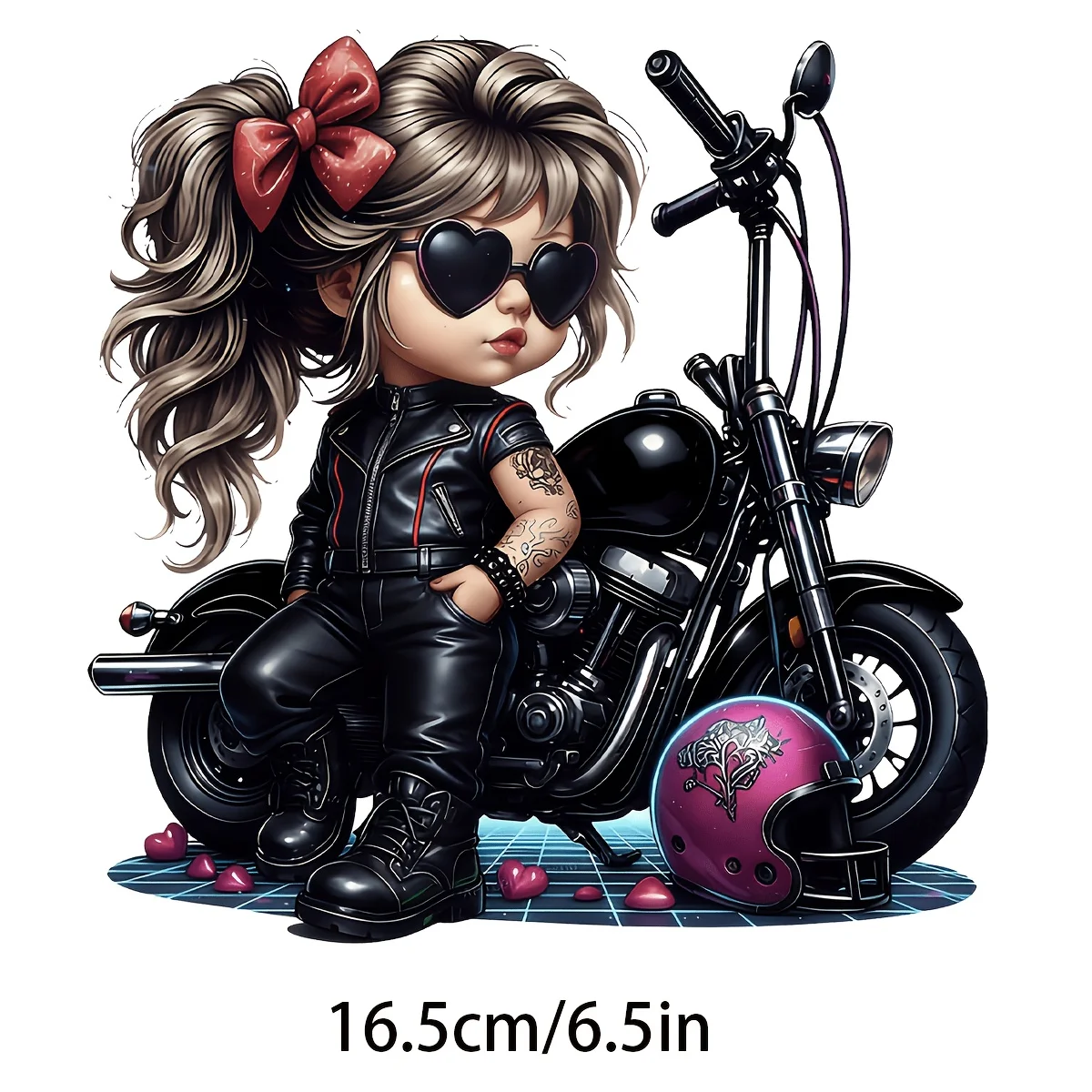 Cool Biker Girl Self-Adhesive Car Sticker,Removable Fashion Decal for Vehicle Laptop Door Window Wall Glass Decor & Holiday Gift