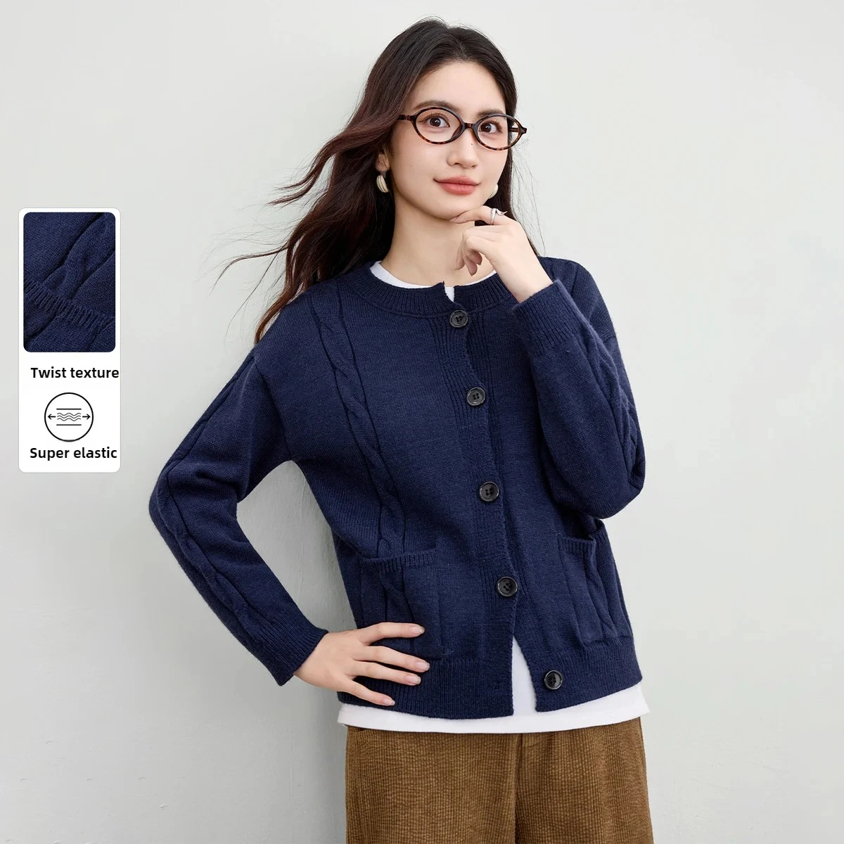 SENTUBILA Swetry damskie z dzianiny, codzienne, jednolite, z długim rękawem, ciepłe, miękkie, z obniżonymi ramionami, odzież damska W53HE3405