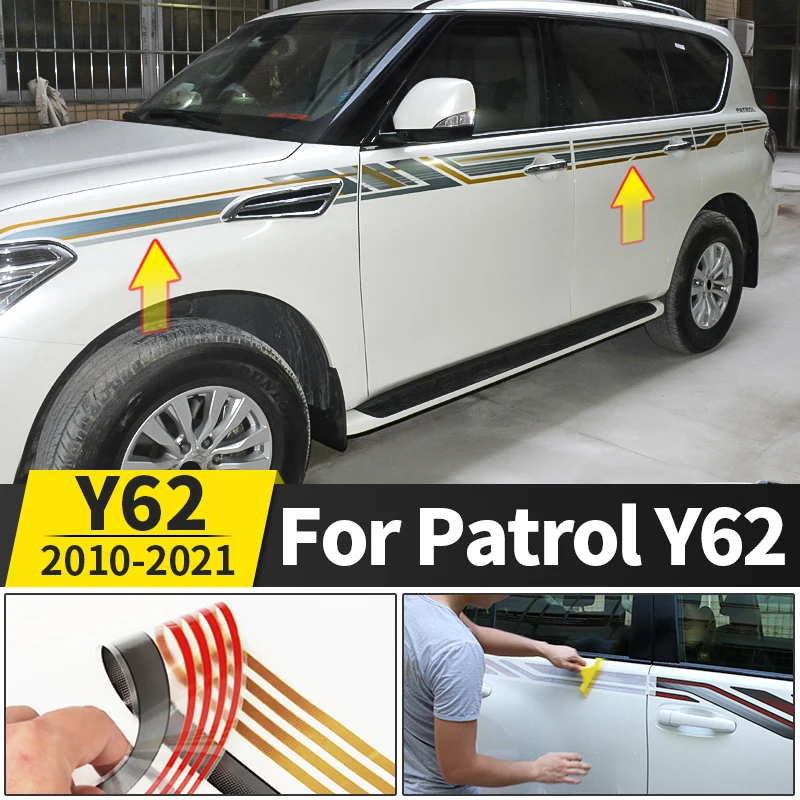 

Applicable to 2010-2022 Nissan Patrol Y62 Car Body Decal Modified Car Door Long Striped Sticker Decoration