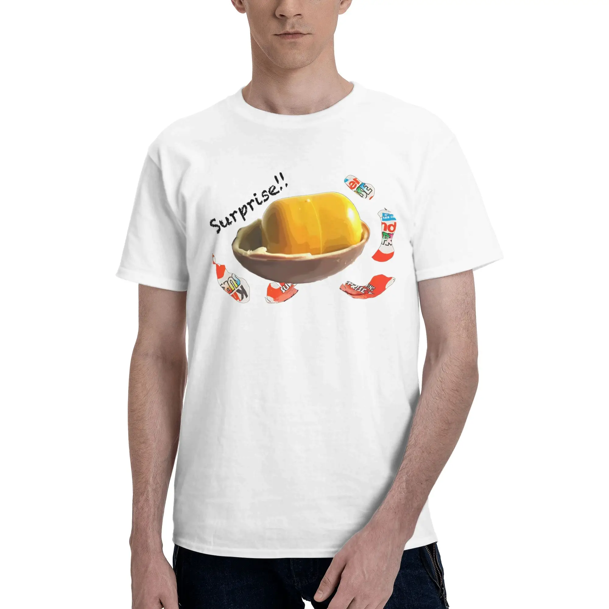 Surprise Men T Shirt Kinder Egg Vintage Tees Short Sleeve Crew Neck Pure Cotton Graphic Printed Tops T-Shirt