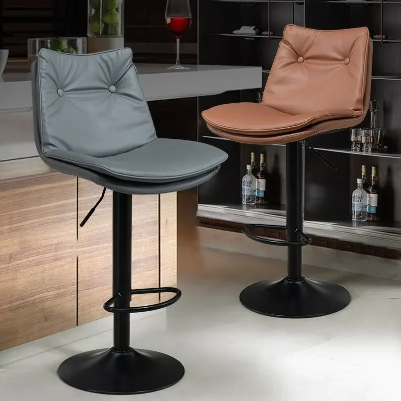 Bar Chair Modern Minimalist Backrest Cashier Nordic Rotating Front Desk High Footed Bar Stool Household Lifting Iron Bar Chairs