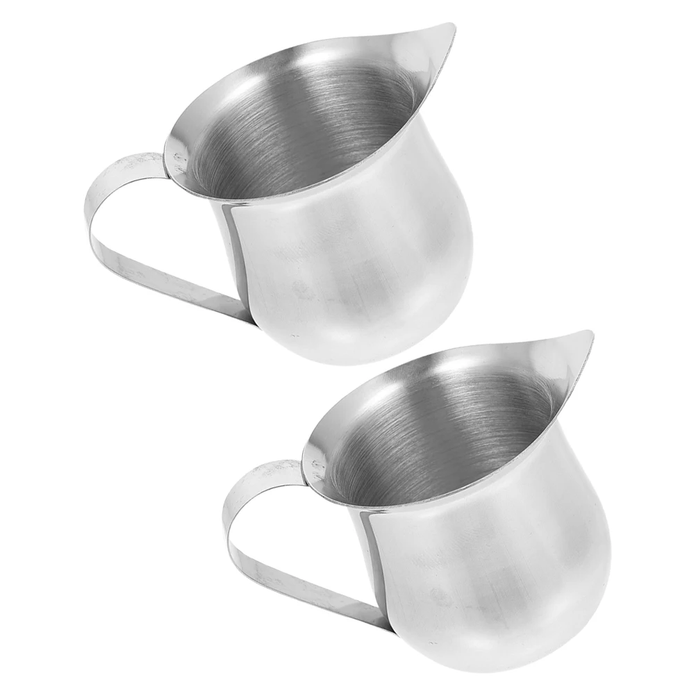 

2Pcs StainlessSteel MilkCup EspressoFrothing Jug PointedMouth Durable Camping Travel Lightweight CoffeeTools