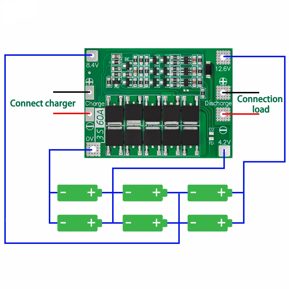 Li-ion Lithium Battery Charger Protection Board 3S 4S 40A 60A 18650 BMS For Drill Motor 11.1V 12.6V/14.8V 16.8V Enhance/Balance