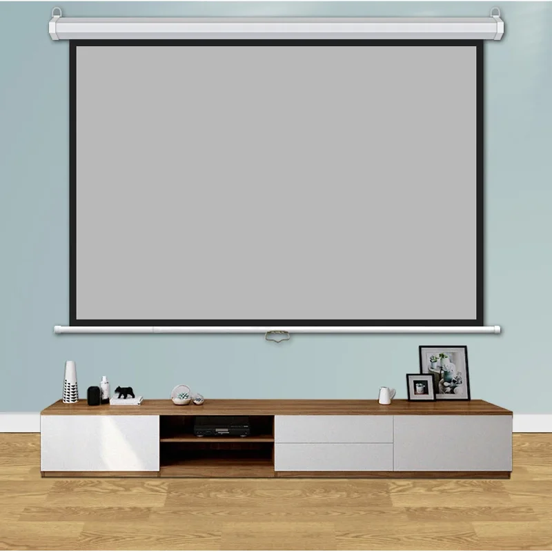 60 72 84 92 100 Zoll Manuelle Pull-Down-Projektionsleinwand 4:3 Mattweiß Selbstverriegelnde Projektionsleinwand