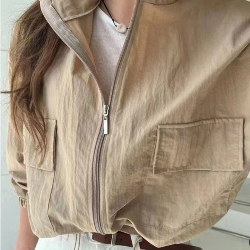 2026 Summer Hot Sale Retro Loose Short Thin Drawstring Waist Sunscreen Top for Women