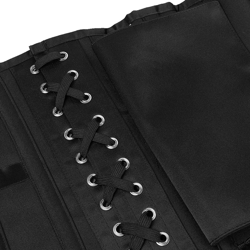 24 cm Short Torso 4 Buttons Vintage Underbust Corset Women 14 steel bone dress with waistband, shaped drawstring binding 8920