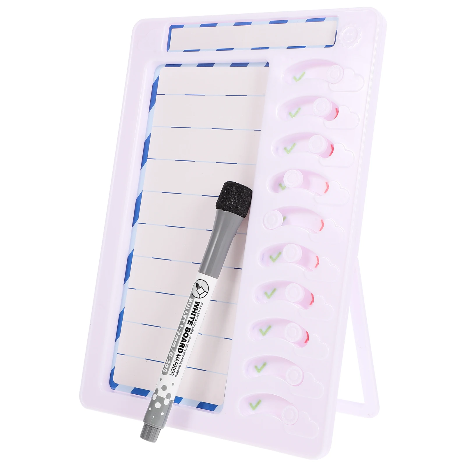 

Children Chore Chart Kids Check in Device Magnetic Erasable Tracker Blue Circle Daily Routine Multi Functional Schedule Teaching