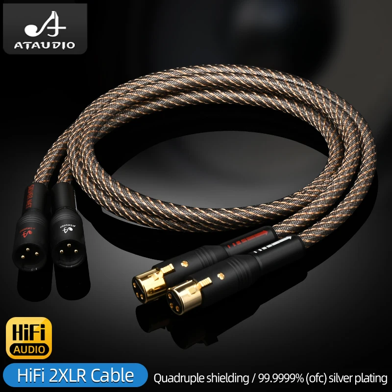 HiFi XLR Audio Cable High Purity OFC Plated Silver with Quad Shielding  Noise-free 2XLR Male Cable for Mixer Microphone