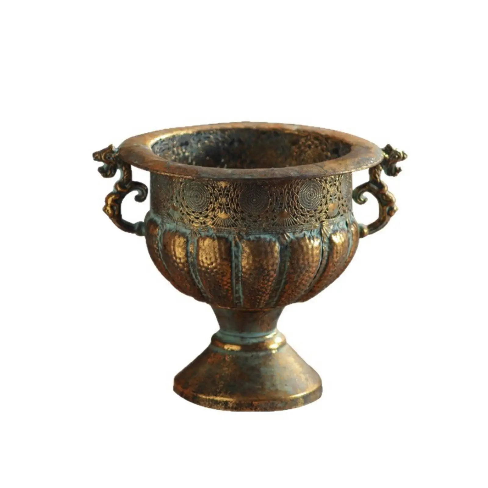 Antique Iron Planter Rustic Antique Metal Planter Ornate Handles for Living Room