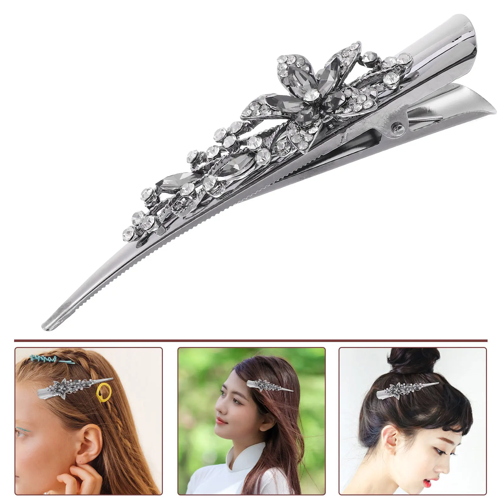 Vintage Horn Decorative Metal Hair Clip Rhinestone Accessories for Women Elegant Fashion Hairstyle Party Banquet