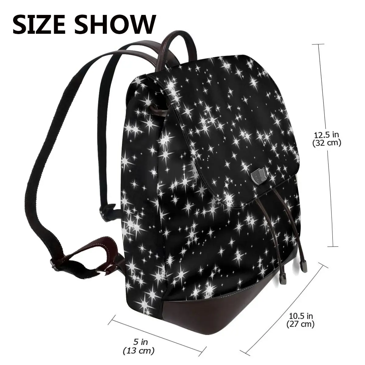 Sparkling Starry Night Effect 4 Bookbag School Student Bags Hiking Travel Daypack for Women Fashion Derma Backpack