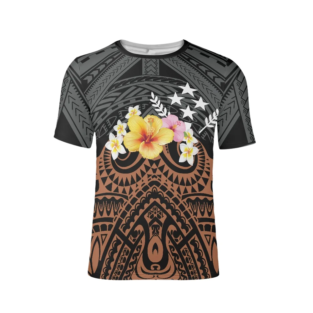 

Polynesian Traditional Tribe Hibiscus Print Men's Clothing Oversized T shirt Summer Mens Leisure Short Sleeve O Neck T Shirt