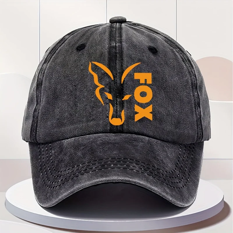 

Регулируемая повседневная кепка для активного отдыха с надписью "FOX" и принтованным узором | Идеально подходит для рыбалки и активного отдыха.