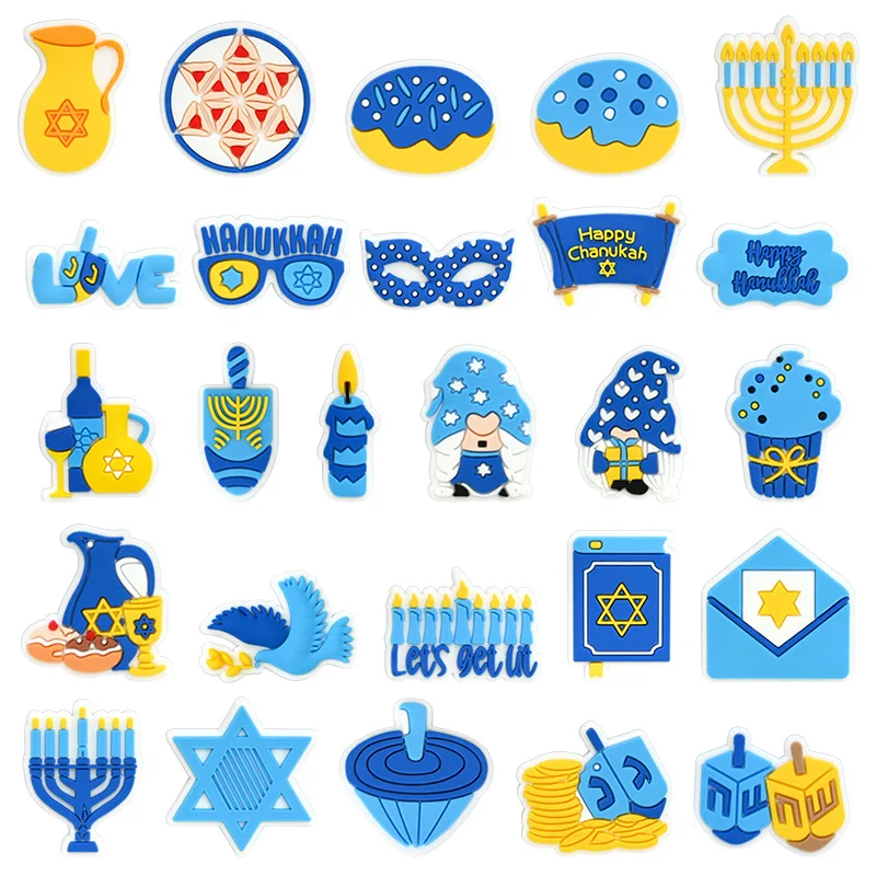 PVC 2pcs lot Hanukkah shoe buckle charms accessories decorations for sandals sneaker clog wristbands bracelet for party