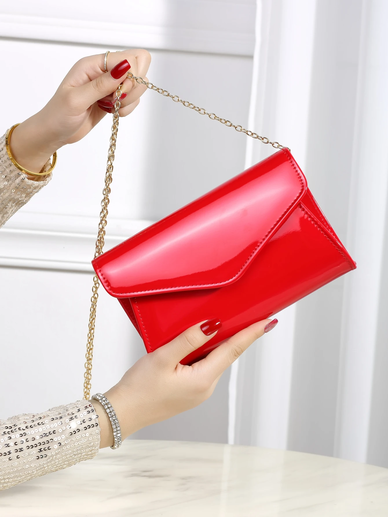 Luxury Evening Bag Glamorous, Elegant, Exquisite, Quiet Luxury Solid Color Pu Leather Women\'s Clutch Bag Square Bag For Woman