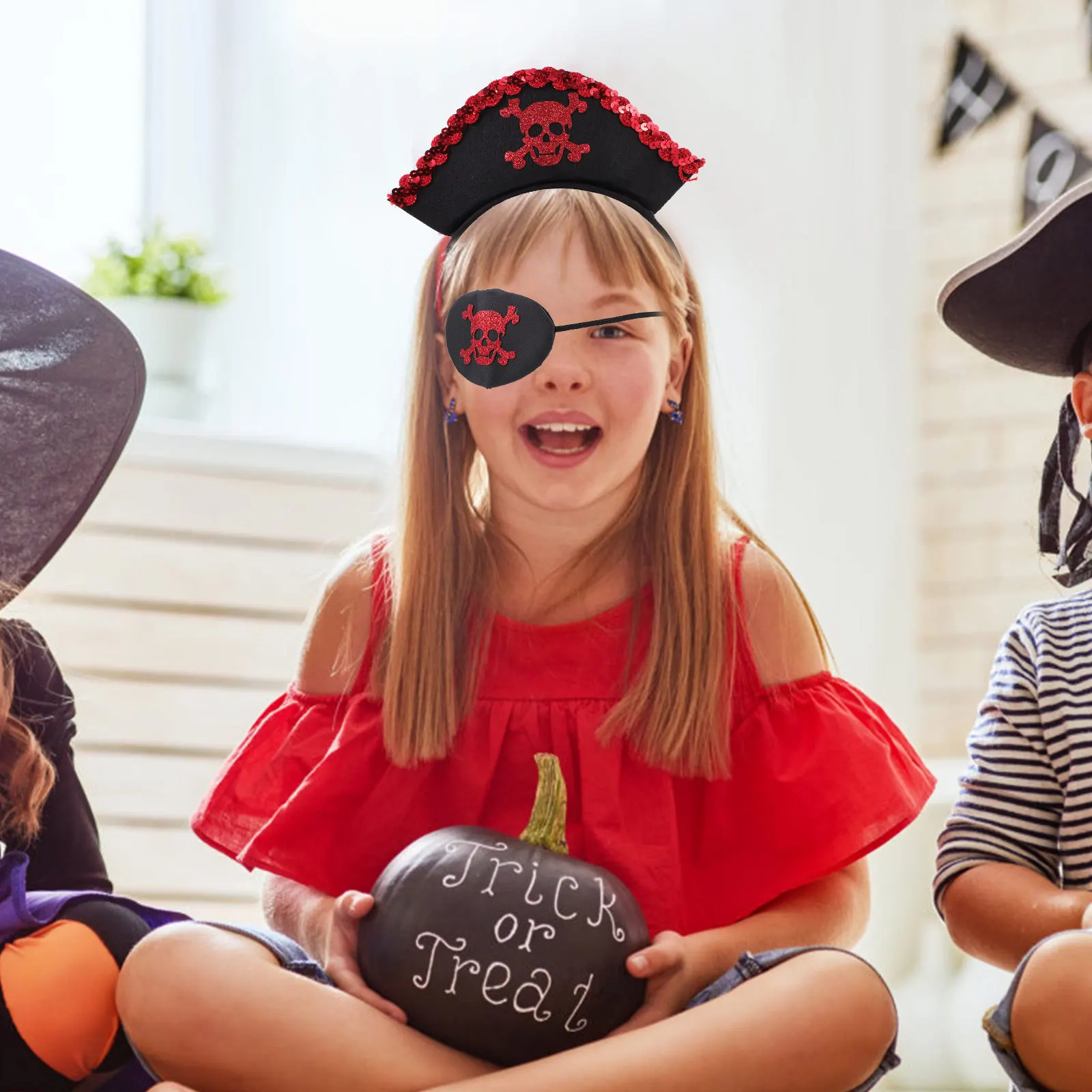 

1Set Halloween Pirate Headdress Skull Blindfold Dress Up Set Pirate Party Cosplay Costume Accessories Halloween Costumes