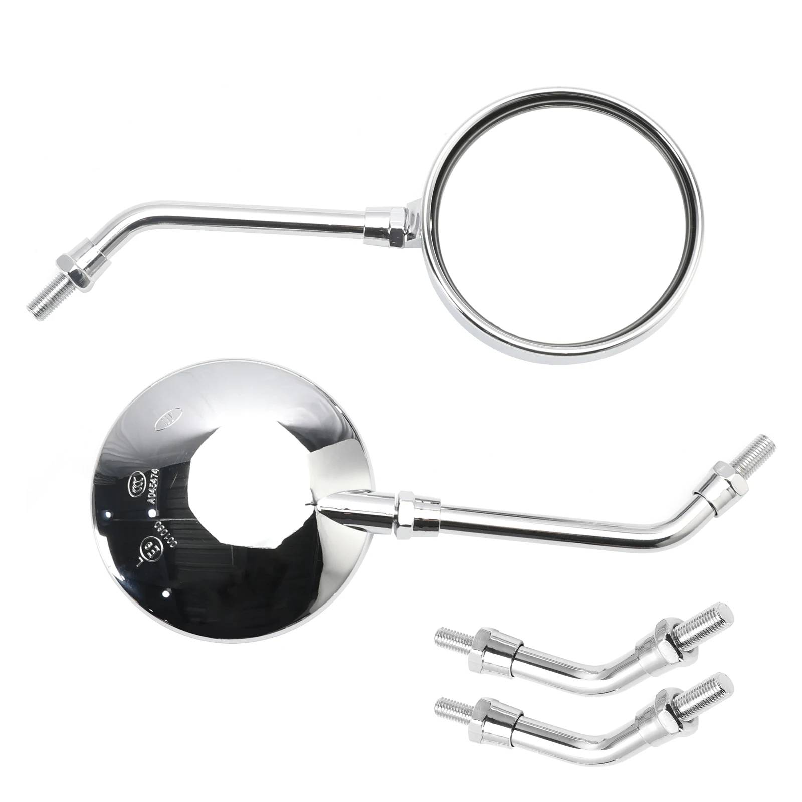 Artudatech Pair Chrome M10 Rearview Mirrors - 2 Type Stems For Kawasaki Z1 Z1000 Z 900 Z 1000
