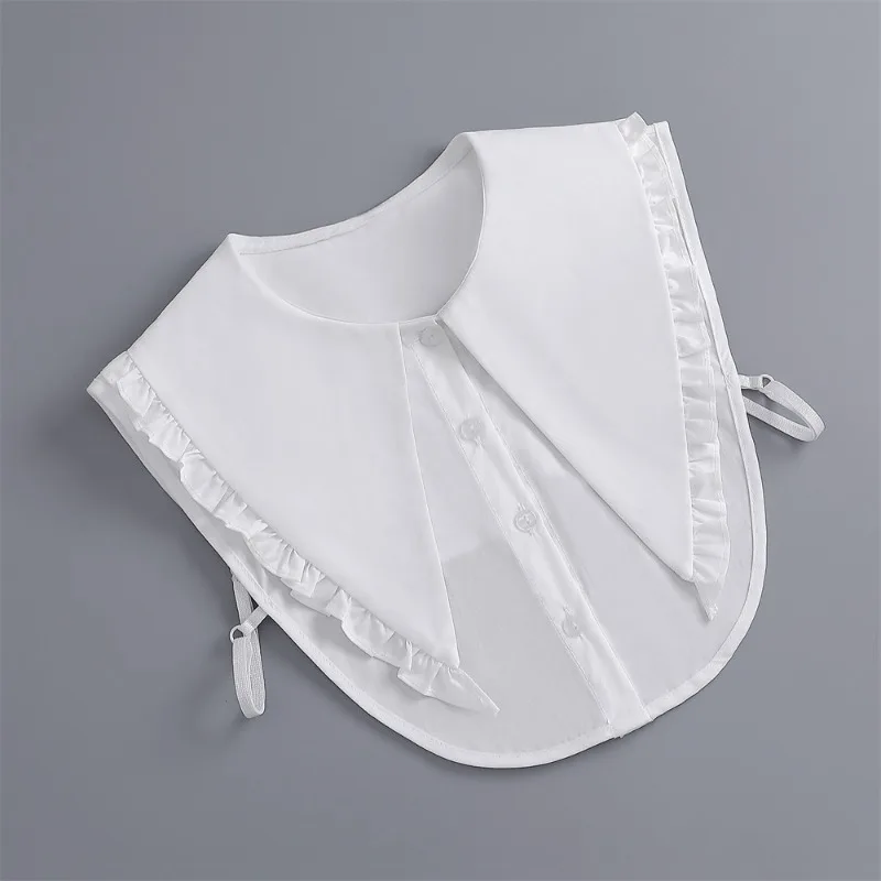 French Style Womens Fake collar for Sweater White Fungus Edge Big Pointed Shirt Detachable Collar Female Decoration False Collar