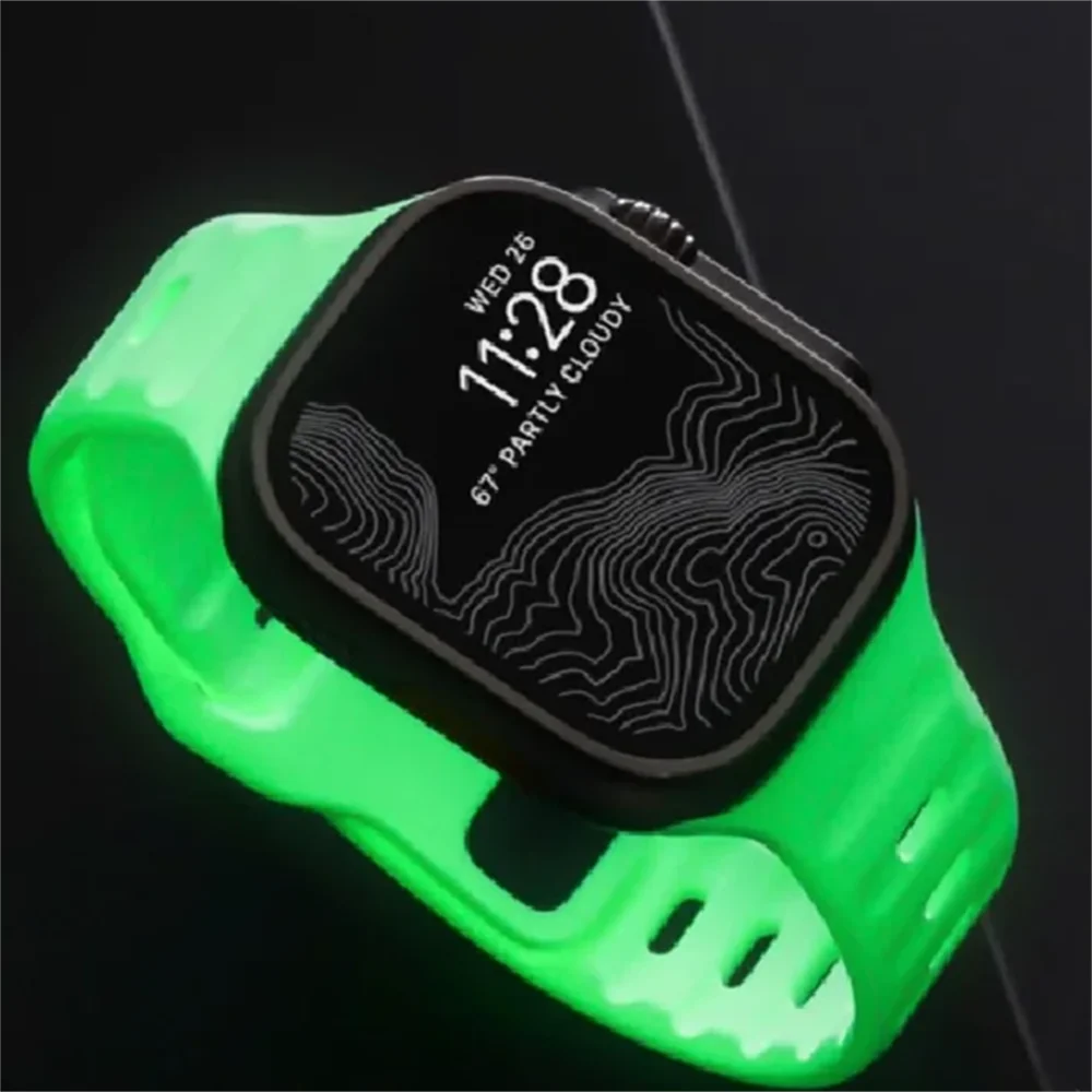 Glow in the Dark Watch Band For Apple Watch 45mm 41 40 44 42 38mm Lovely Luminous Soft Silicone Sports Strap For Serie 9 8 7 6 5