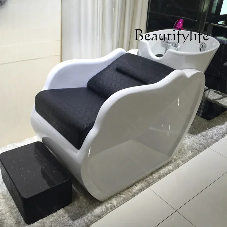 

Modern Minimalist Shampoo Chair Hair Salon Ceramic Deep Basin Beauty Salon Fiberglass Half Lying Bed