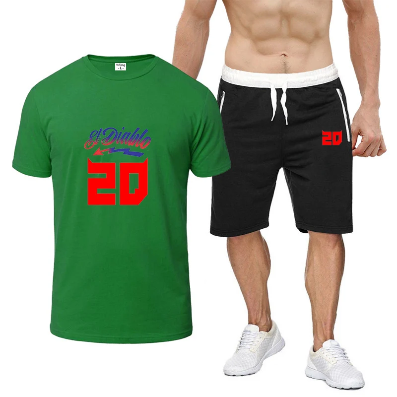 

Fabio Quartararo Motorcycle Rider Racing 2024 Summer Men's Leisure Comfort Print T-shirt+Shorts Eight Color Short Sleeved Suit