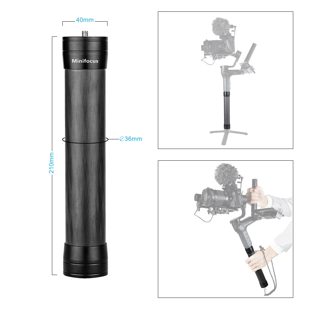 Carbon Fiber Extension Stick Monopod Rod for DJI Ronin S SC Moza Zhiyun Crane 2 Weebill S Lab Handheld Gimbal Camera Handle Grip