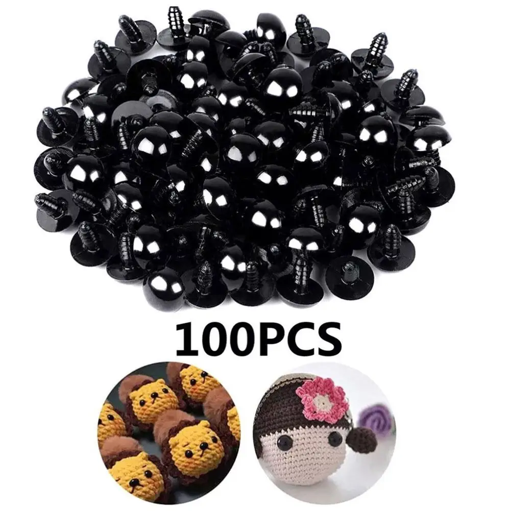 Ojos redondos de animales hechos a mano, muñeca de ganchillo, Ojos de plástico, accesorios de joyería Diy, juguete de felpa, Accesorios Negros